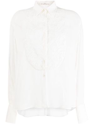 Ermanno Scervino lace-detail tuxedo shirt - White