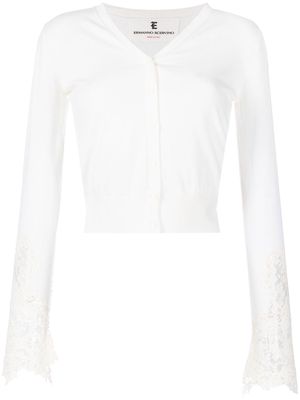 ERMANNO SCERVINO lace-detail wool cardigan - White