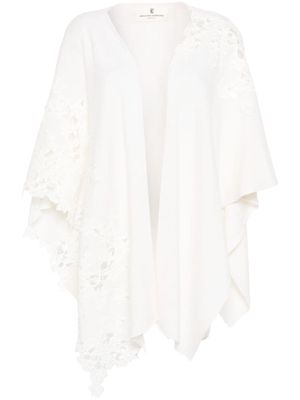 Ermanno Scervino lace-detailed wool shawl - Neutrals
