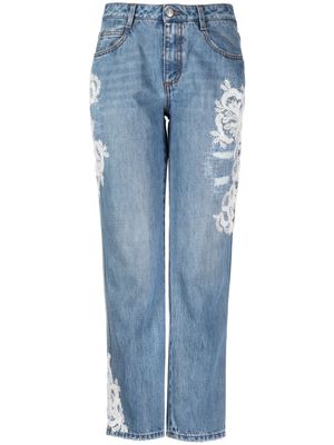 Ermanno Scervino lace-detailing boyfriend jeans - Blue