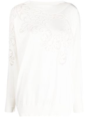 Ermanno Scervino lace-detailing long-sleeve jumper - White
