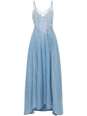 Ermanno Scervino lace-embellished denim dress - Blue