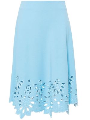Ermanno Scervino lace-embroidered A-line midi skirt - Blue