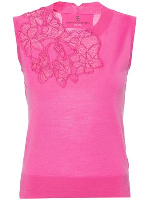 Ermanno Scervino lace-embroidered sleeveless jumper - Pink