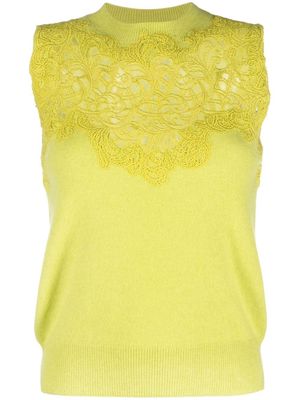 Ermanno Scervino lace-overlay knitted top - Green