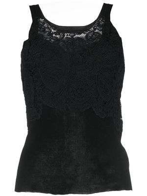 Ermanno Scervino lace overlay sleeveless top - Black