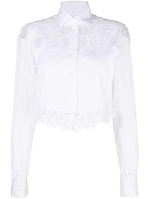 Ermanno Scervino lace-panel cropped shirt - White