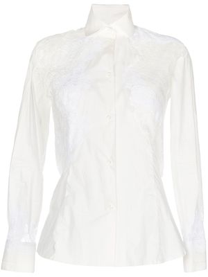 Ermanno Scervino lace-panelled cotton shirt - White