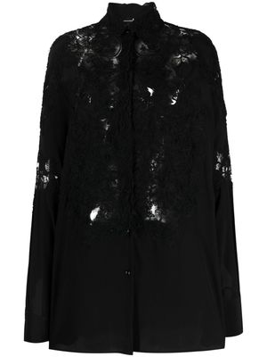 Ermanno Scervino lace-panelled silk blouse - Black