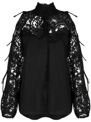 Ermanno Scervino lace-panelling cold-shoulder blouse - Black