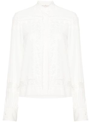 Ermanno Scervino lace-panelling silk shirt - Neutrals
