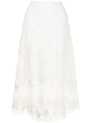 Ermanno Scervino lace-patterned midi skirt - White