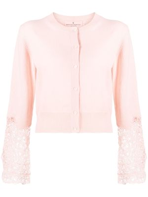 Ermanno Scervino lace-sleeve cashmere cardigan - Pink
