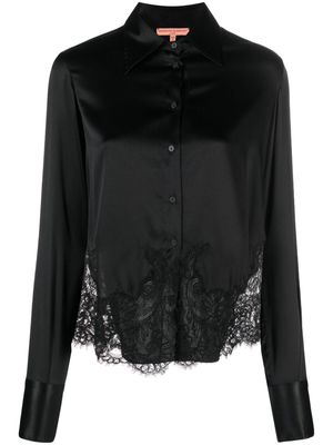 Ermanno Scervino lace-trim silk blouse - Black
