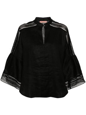 Ermanno Scervino lace-trimmed linen blouse - Black