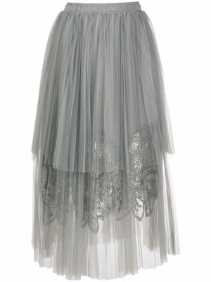 Ermanno Scervino lace-trimmed tulle skirt - Grey