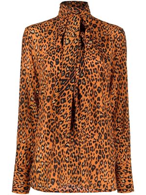 Ermanno Scervino leopard print pussy bow blouse - Orange