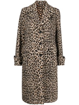 Ermanno Scervino leopard-print single-breasted coat - Brown