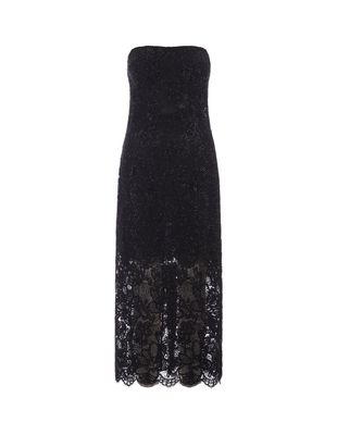 Ermanno Scervino Midi Dress In Black Lace With Crystals