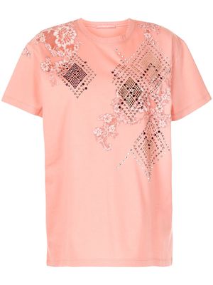 Ermanno Scervino Oversize floral-lace T-shirt - Pink