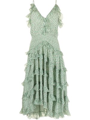 Ermanno Scervino paisley print ruffled tiered dress - Green