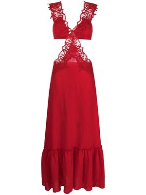 Ermanno Scervino panelled-lace maxi dress - Red
