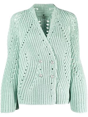Ermanno Scervino pearl-button open-knit cardigan - Green