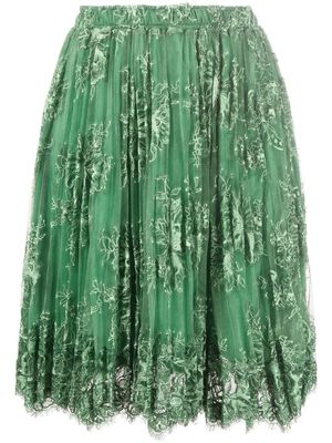Ermanno Scervino pleated floral lace skirt - Green