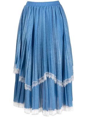Ermanno Scervino pleated lace midi skirt - Blue
