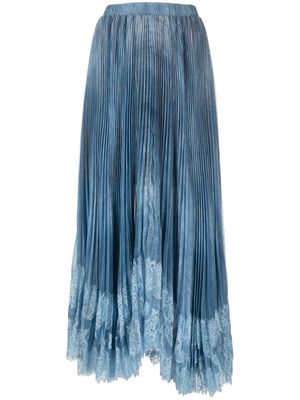 Ermanno Scervino pleated lace-trim maxi skirt - Blue