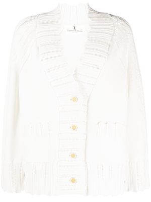 Ermanno Scervino pointelle-trim cotton cardigan - White