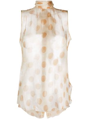 Ermanno Scervino polka dot-print silk sheer blouse - Neutrals