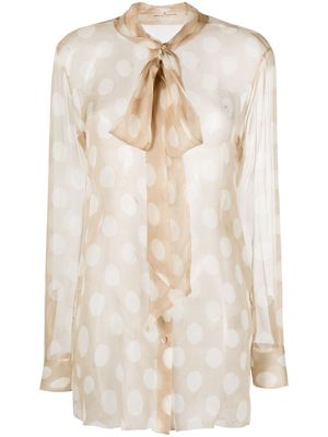 Ermanno Scervino polka-dot semi-sheer blouse - Neutrals