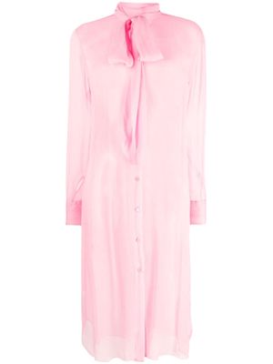 Ermanno Scervino pussybow silk-chiffon midi shirt dress - Pink