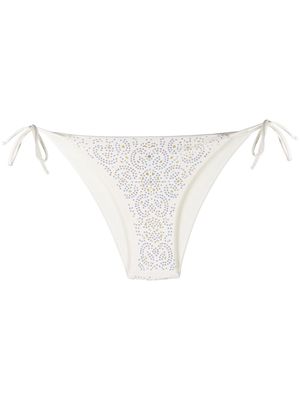 Ermanno Scervino rhinestone-embellished bikini bottoms - White