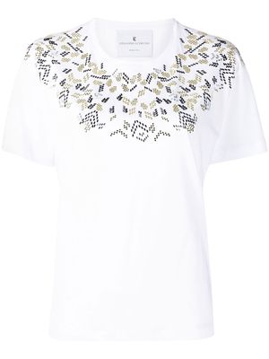 ERMANNO SCERVINO rhinestone-embellished cotton T-shirt - White