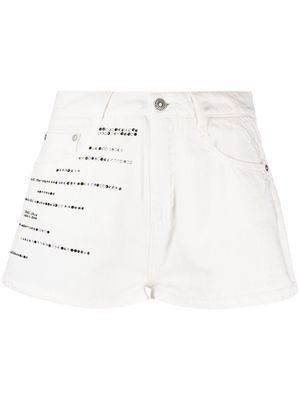 Ermanno Scervino rhinestone-embellished denim shorts - White