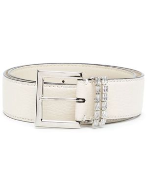ERMANNO SCERVINO rhinestone-embellished leather buckle belt - White