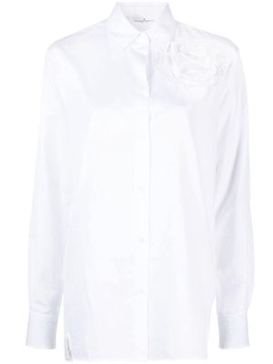 Ermanno Scervino rose-appliqué cotton shirt - White