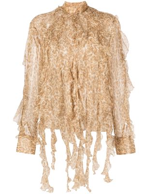 Ermanno Scervino ruffled leopard-print blouse - Neutrals