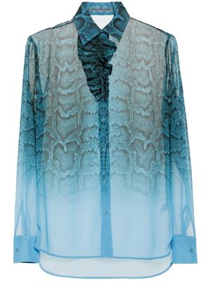 Ermanno Scervino ruffled python-print blouse - Blue