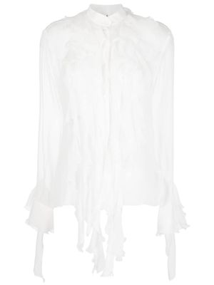 Ermanno Scervino ruffled sheer silk shirt - White
