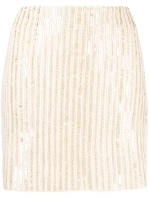 Ermanno Scervino sequin-embellished knitted skirt - Neutrals