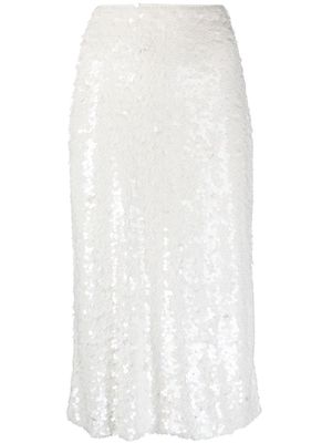 Ermanno Scervino sequin-embellished silk skirt - White