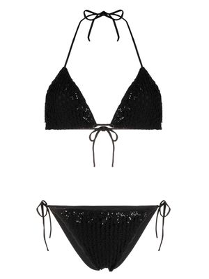 Ermanno Scervino sequin-embellished triangle bikini - Black