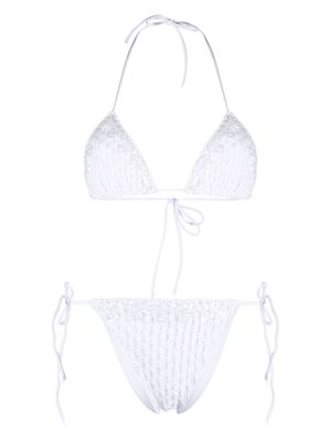 Ermanno Scervino sequin-embellished triangle bikini - White