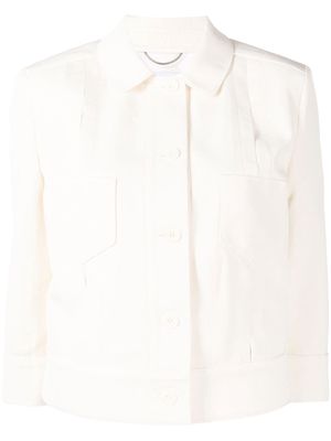 Ermanno Scervino Shantung cropped shirt jacket - White