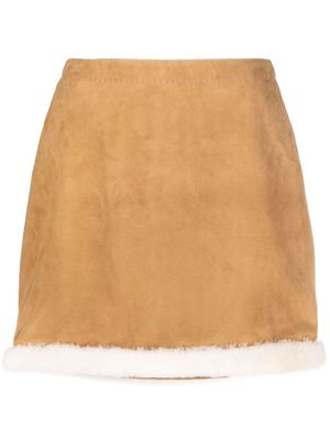 Ermanno Scervino shearling-trim mini skirt - Brown