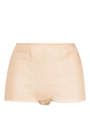 Ermanno Scervino sheer crinkled silk shorts - Neutrals