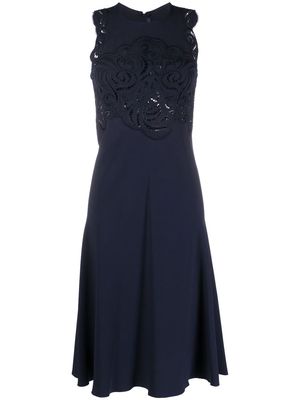 Ermanno Scervino sheer-lace sleeveless midi dress - Blue